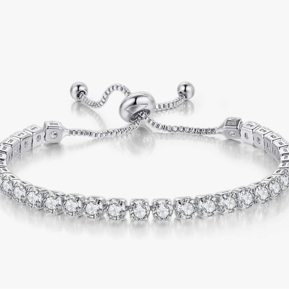 Elegant Silver Bracelet Tennis Bracelet White Gold Plated Simulated Diamond